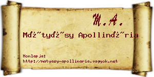 Mátyásy Apollinária névjegykártya